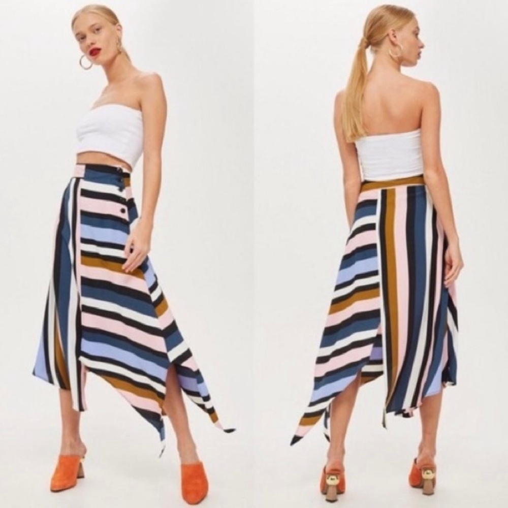 Topshop asymmetrical striped skirt